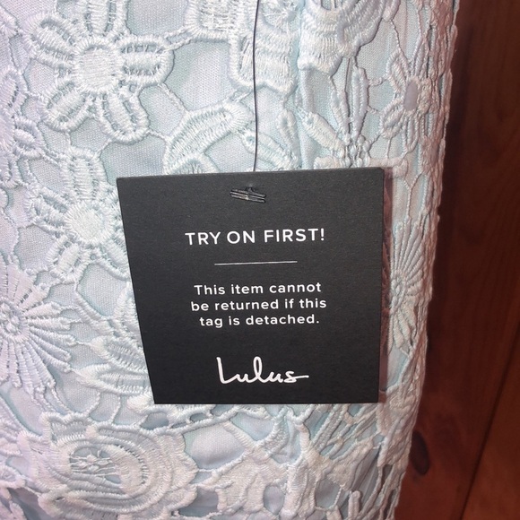 Lulus Hidden Talent Backless Light Blue Lace Dress NWT size XS mini dress - Picture 10 of 16